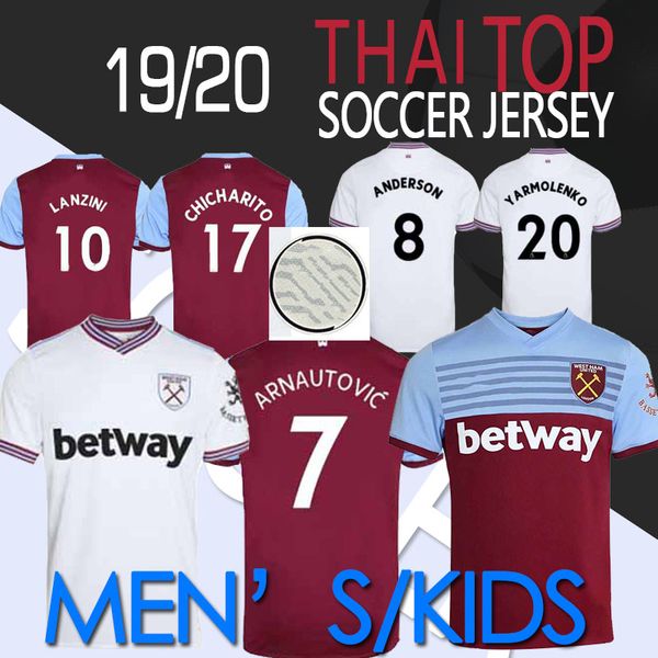

Thailand West 2019 2020 Ham Soccer United 22 HALLER Jersey 41 RICE 8 ANDERSON 23 DIOP 18 FORNALS 10 LANZINI Football Shirt Kits S-XXL