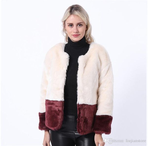 

womens designer winter faux fur casual panelled thick ladies coat womens fashion slim plus size outerwear, Black