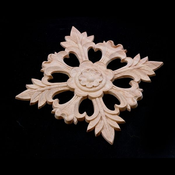 

1x rubber wood carved floral decal craft onlay applique furniture diy decor #b:15*15cm kitchen storage organization