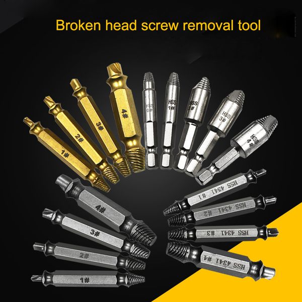 

spiral screw extractor set metal broken studs bolts damaged screws remove stripped tools hug-deals