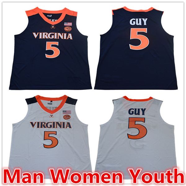 

настройка ncaa virginia cavaliers баскетбольные майки kyle guy 5 джерси любое имя s-5xl, Black