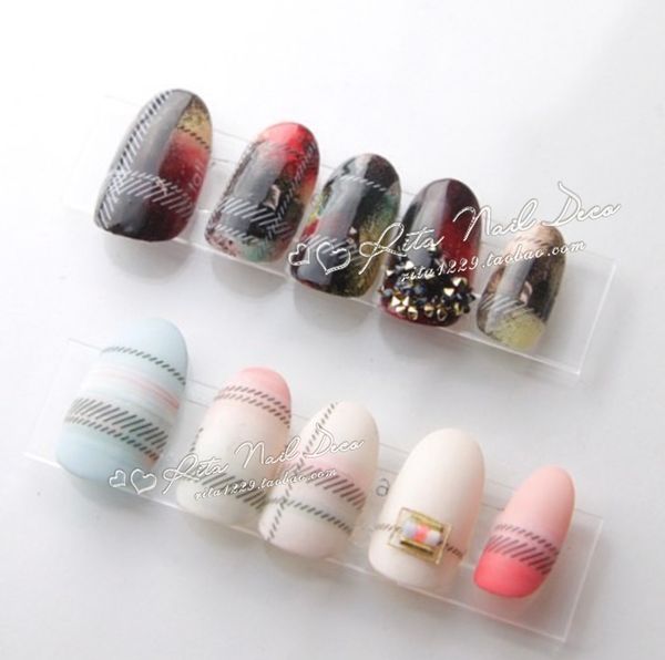 

1pcs/sheet 3d nail art stickers decals metallic straight curve nail art manicure decoration for design, Black