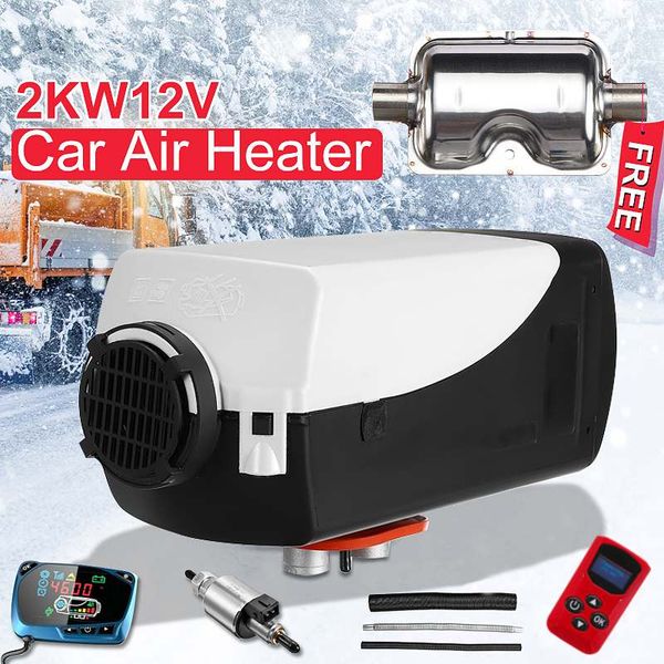 

12v 2kw lcd monitor air diesels fuel heater single hole 5kw for boats bus car heater with remote control and for free