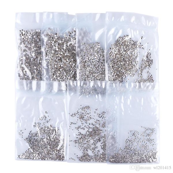 

ss3-ss50 crystal white flat back rhinestone nail decoration 3d charm diamond stone glitter beads nails stones accessories, Silver;gold