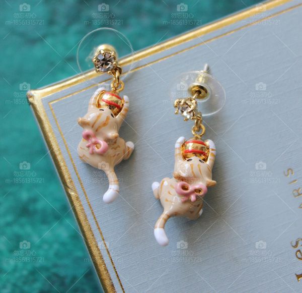 

2020 rushed time-limited brincos para as mulheres brinco flower for cat embrace christmas bells back bow earrings stud ear hook, Golden;silver
