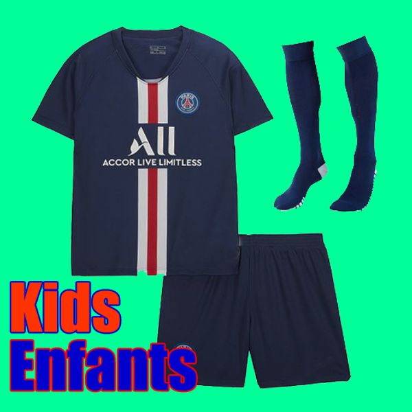

New p g kid kit et ock occer jer ey maillot p g kid 2019 2020 football kit 19 20 maillot de foot p g kid hirt mbappe jer ey