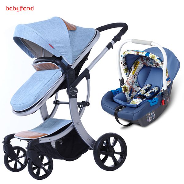 

aluminium design 3 in 1 luxury baby stroller with high landscape shockproof baby trolley can sit and lying with car seat