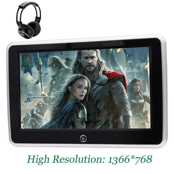 

android 6.0 portable car headrest monitor 10.1" touch screen monitor rear-seat headrest fm hdmi fm wifi head unit+ir headphone