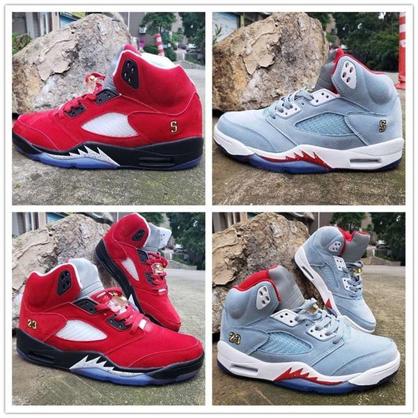 

trophy new room x basketball shoes 5 ice blue red shark designer original fashion athletic sports sneakers size 7.5-13