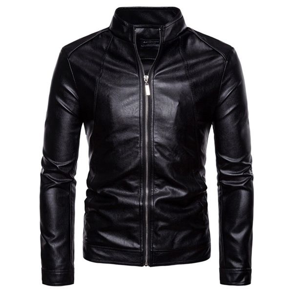 

2020 mens autumn winter pu leather punk faux leather coat men fashion autumn motorcycle male winter outerwear, Black