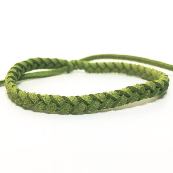 

handmade vintage green leather suede velvet rope cuff bracelets & bangles for women men fashion simple charm bijoux jewelry female male gift, Golden;silver