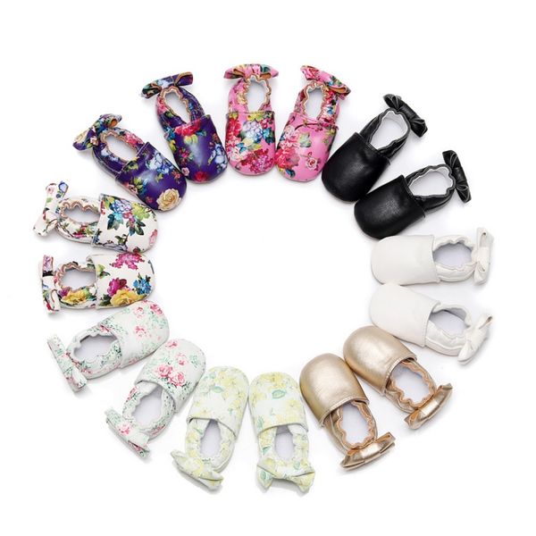 

1pair pu leather baby first walker shoes soft leather baby boy girls moccasins infant printed shoes 8 colors