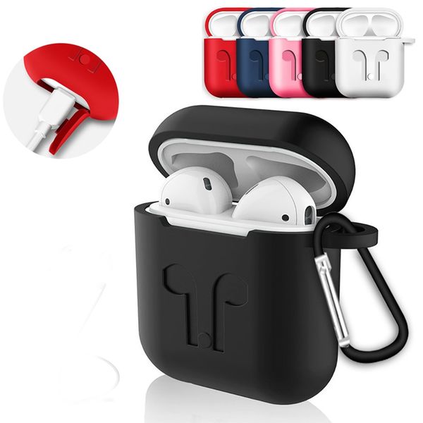 

Soft ilicone ca e for apple airpod earphone protective ca e cover hockproof waterproof head et cover with hook
