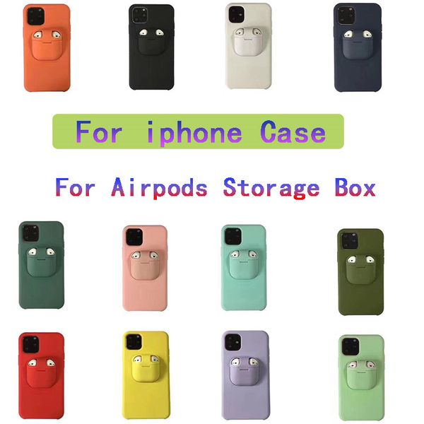 

2 in 1 phone case earphone storage box for iphone 11 pro max x 7 8 for apple airpods 1 2 silicone cover