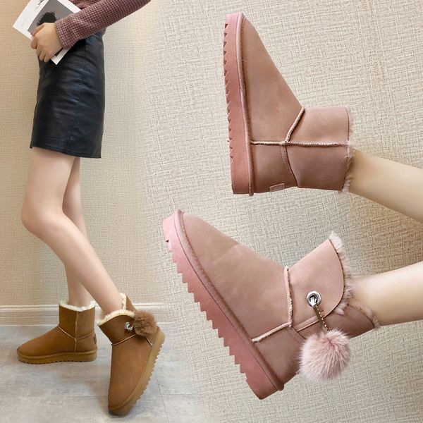 

2019 women boots women ankle black snow boots winter thick warm internal plush shoes