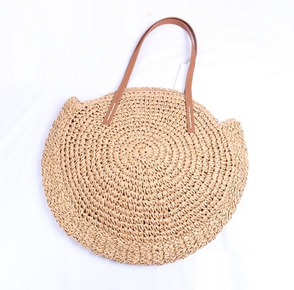 

designer-new hand-woven bags ins round shoulder straw bag beach bag large capacity beach handbag holiday special hand-woven bags/7