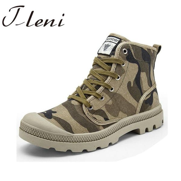 

tleni new men big size men high retro sneakers ankle motorcycle boots camouflage canvas running army shoes zh-106