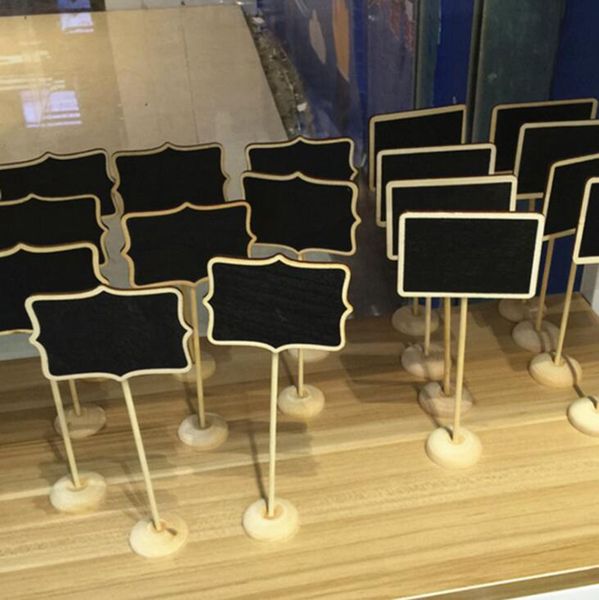 

5 designs mini wooden message board irregular mini blackboard chalkboard holder with stand for party wedding bar home table decoration