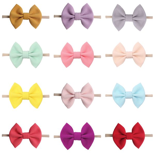 

kids girls nylon headband 4 inch big bows nylon hairdbands kids boutique party elastic hair band infant baby accessories 060522, Slivery;white