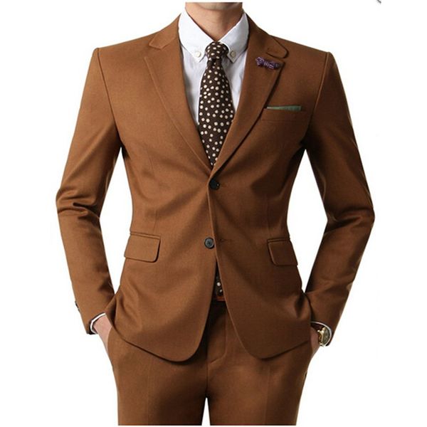 

пользовательские новый дизайн нотч две кнопки side vent brown костюмы бизнес slim fit свадебные костюмы выпускного вечера / партии (куртка, White;black