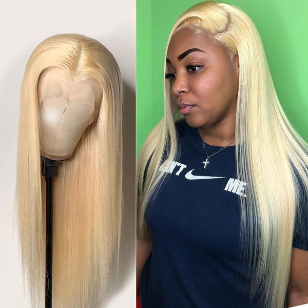 

13x4 lace front human hair wigs deep part transparent lace blonde straight malaysian remy hair #613 color full lace human hair wigs, Black;brown