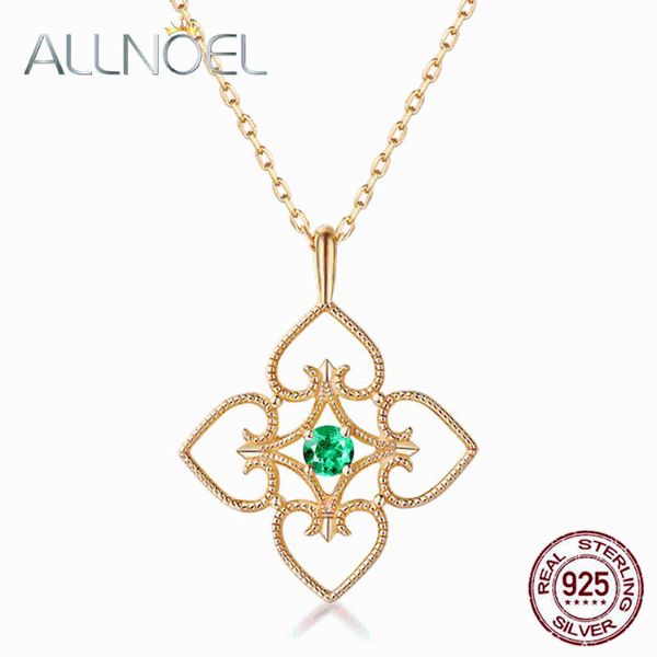 

allnoel 925 серебряное ожерелье для женщин 100% натуральный tsavorite розовый кристалл real gold моды обручальное изящных ювелирных изделий, Silver