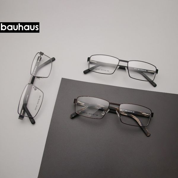 

zg141 bauhaus business metal eyeglasses frame square eyewear, Black