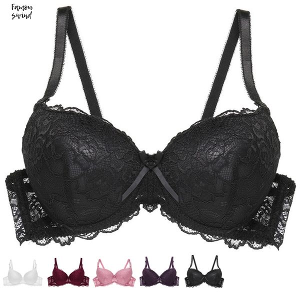 

кружева женщин бюстгальтер сексуальный проложенный bralette crop регулировка tops 3 4 чашки глубокий v цветочный lady everyday грудь свободн, Red;black