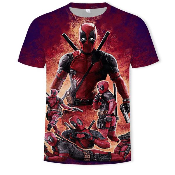 

mens designer round collar short-sleeved t-shirt movie marvel deadpool 3d digital printing, White;black
