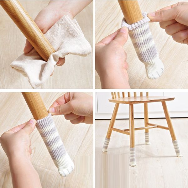 

lovely 4pcs cat feet chair leg table foot covers floor protectors floral kint doorknob chair cover sock