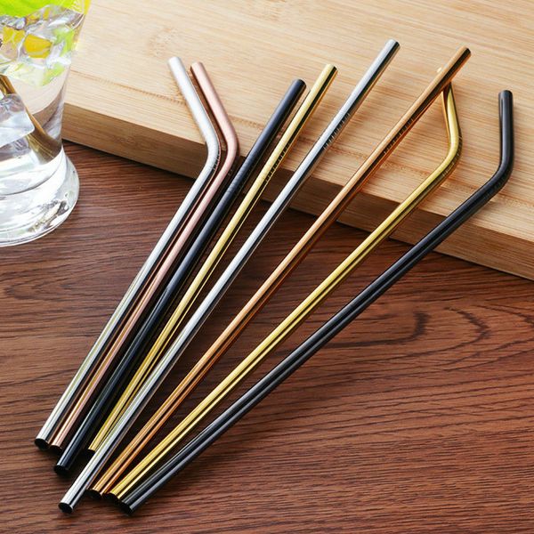 

subject:4/8 pcs 7 colours stainless steel metal straw drinking in reusable bar straws