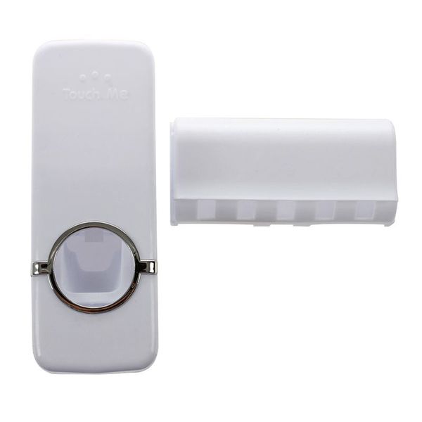 

white automatic toothpaste dispenser family toothbrush holder set