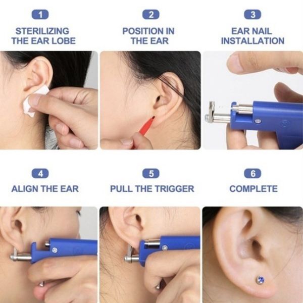 

piercing machine stainless steel body piercing tool kit professional ear nose navel machine with ears studs tools