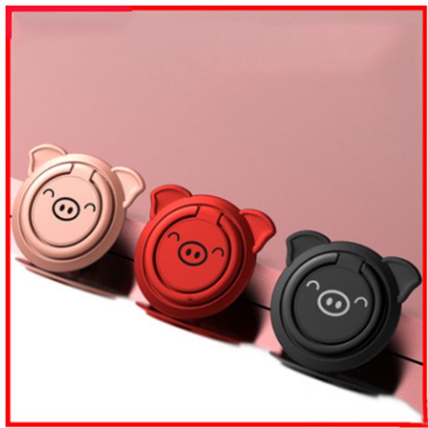 

Univer al pig creative phone ring holder tand finger 360 degree rotation lim mental recycle hand grip magnetic car mount for all phone