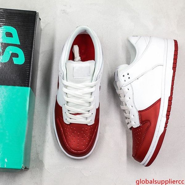 

new arrival supre sb dunk low skateboarding shoes brand designer red white real leather mens women casual sport sneakers