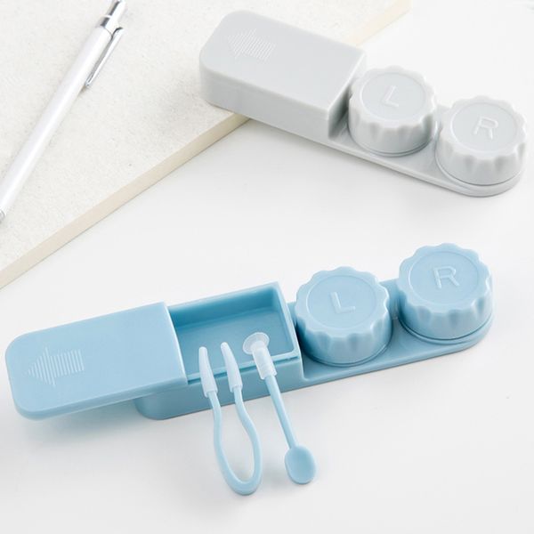 

lentes de contacto eye contacts lovely portable pocket for travel women practical kit holder small simple easy carry container, Silver