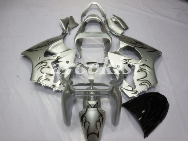 

новый abs мотоцикл обтекатели комплекты подходят для kawasaki ninja zx-6r zx6r 2000 2001 2002 00 01 02 кузов набор серебро