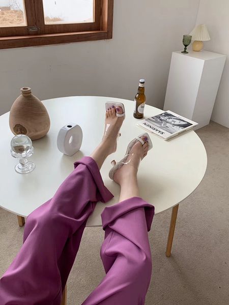 

2020 summer new fashion wild side caps toe fine with high-heeled sandals and slippers network red slippers female zona pellucida, Black