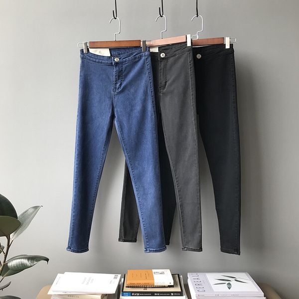 

low-waisted winter slimming stretch trousers slim new 2019 skinny nine-point trousers,fashion,new,mondern stylish,temperament, Blue