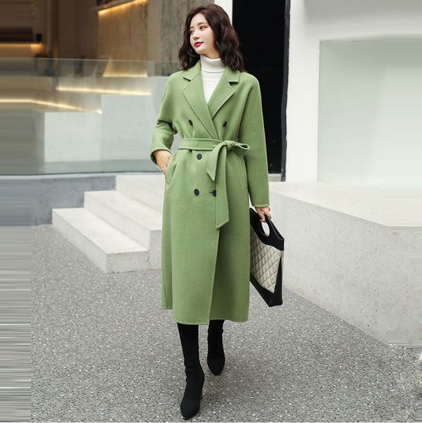 

what son coat girl 2019 new autumn and winter fashion fad avocado green korean version loose long fur coat tide, Black