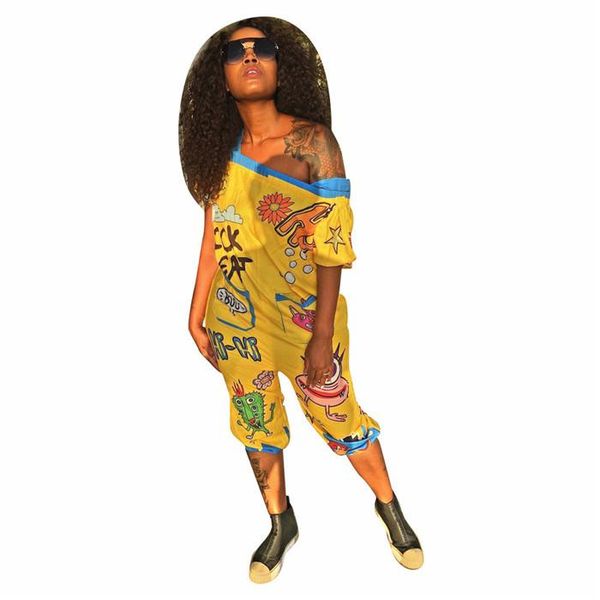 

print short sleeve pocket bodysuit fashion print bell capris ladies rompers new sashes slash neck womens jumpsuits, Black;white
