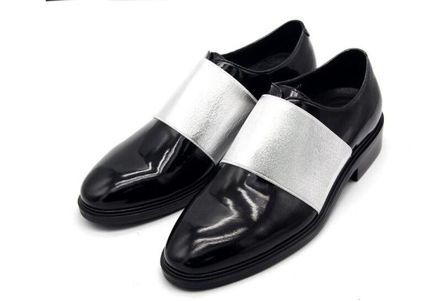 

high handmade men shoes point toe genuine leather slip on formal business shoes for men, Black