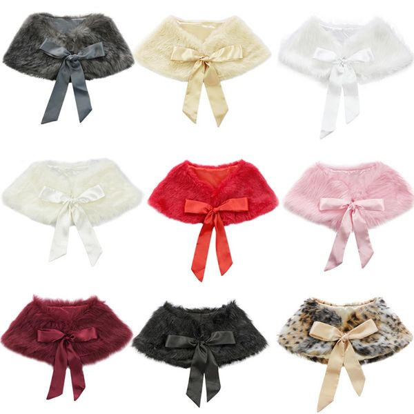 

iefiel girls coat outerwear kids girl clothes red/ivory/pink/white faux fur coat kid girls shrug cape winter cardigan wrap, Blue;gray