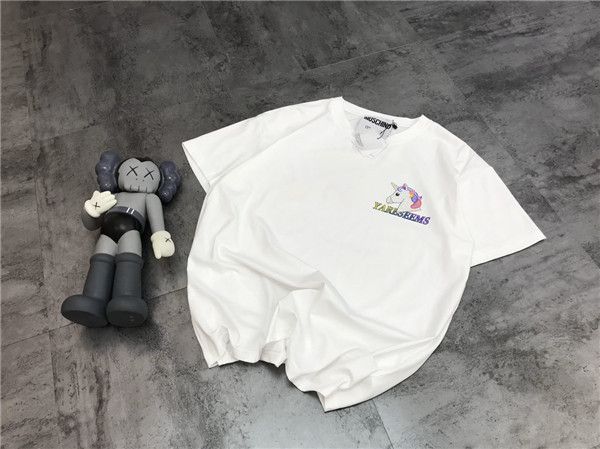 

20fw new luxury brands mosqino tshirt rainbow horse printing cotton tee shirt men women streetwear sweatshirt outdoor t-shirts 2.9, Gray;blue