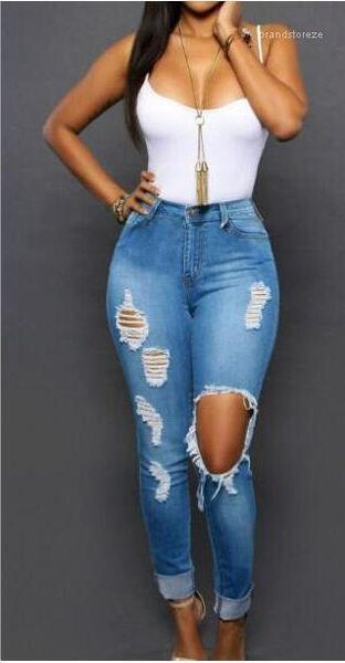 

сексуальные рваные отверстия дизайнерские джинсы женские slim fit подросток хип-хоп рваные джинсовые брюки мода привет улица, Blue