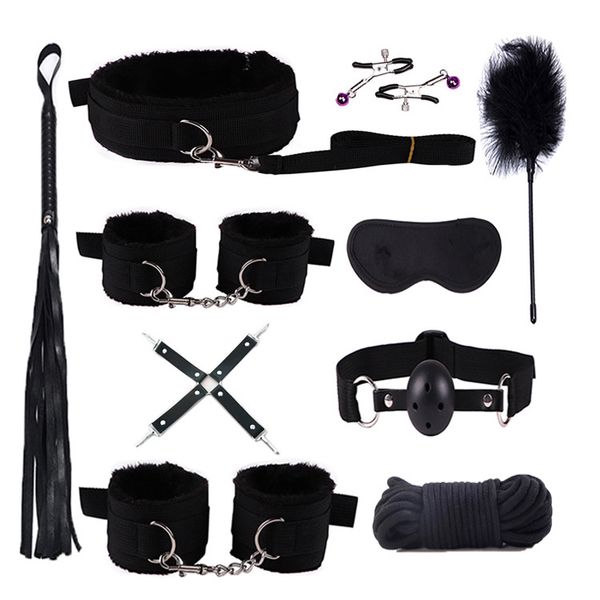

10 eye gag bondage fetish toys for kit nipple clamps foot mask03 couples, handcuff whip collar pcs/set ball hqohu