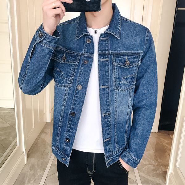 

2019 spring and autumn jeans coat men slim fit simple versatile korean-style jacket casual fashion j915, Black;brown