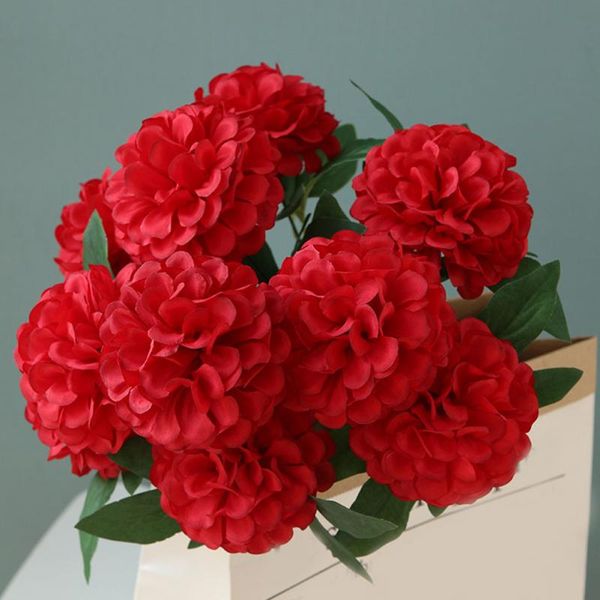 

party 10 heads deskgarden simulation home decor durable artificial flowers with leaves crafts fake hydrangea wedding table