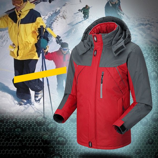 

3xl ski jacket men waterproof fleece snow jacket thermal coat for outdoor mountain skiing snowboard outdoor hiking, Blue;black