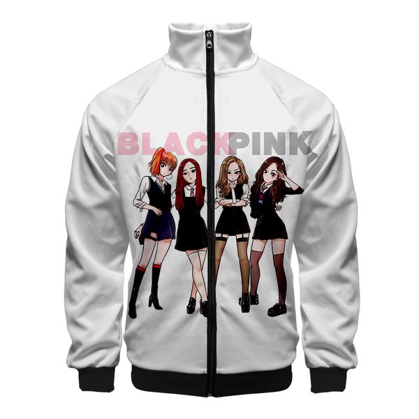 

blackpink print stand collar jacket men/women winter fashion casual harajuku soft jacket coat sale, Black;brown